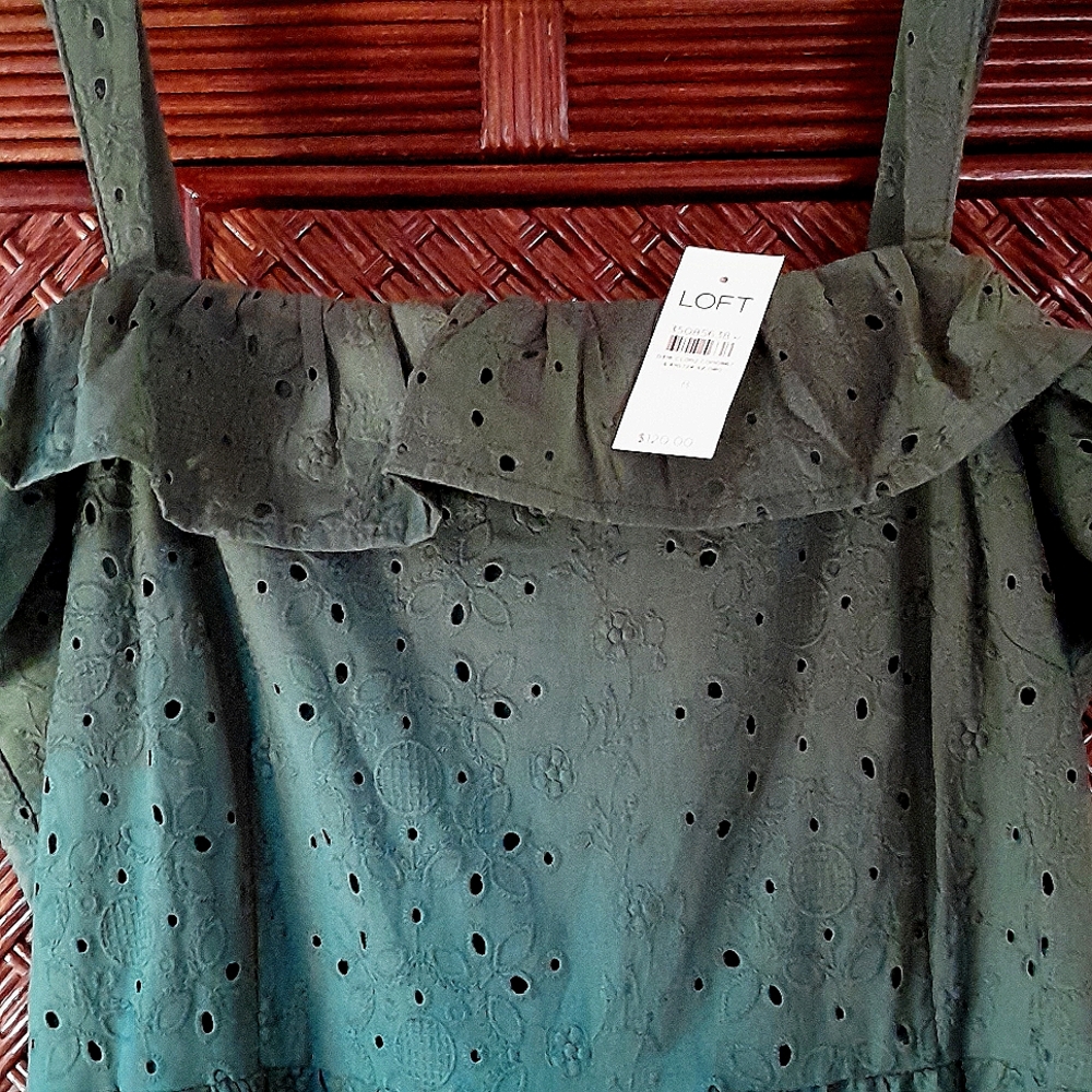 Eyelet Ruffle Square Neck Midi Dress - Picture 5 of 7